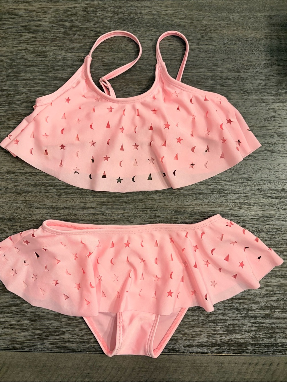 Mia Belle Girls Pink Moon & Star Patterned Girls' Swimsuit size 8